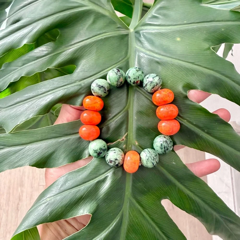 Ruby on Fuchsite & Howlite bracelet - Picture 3 of 6